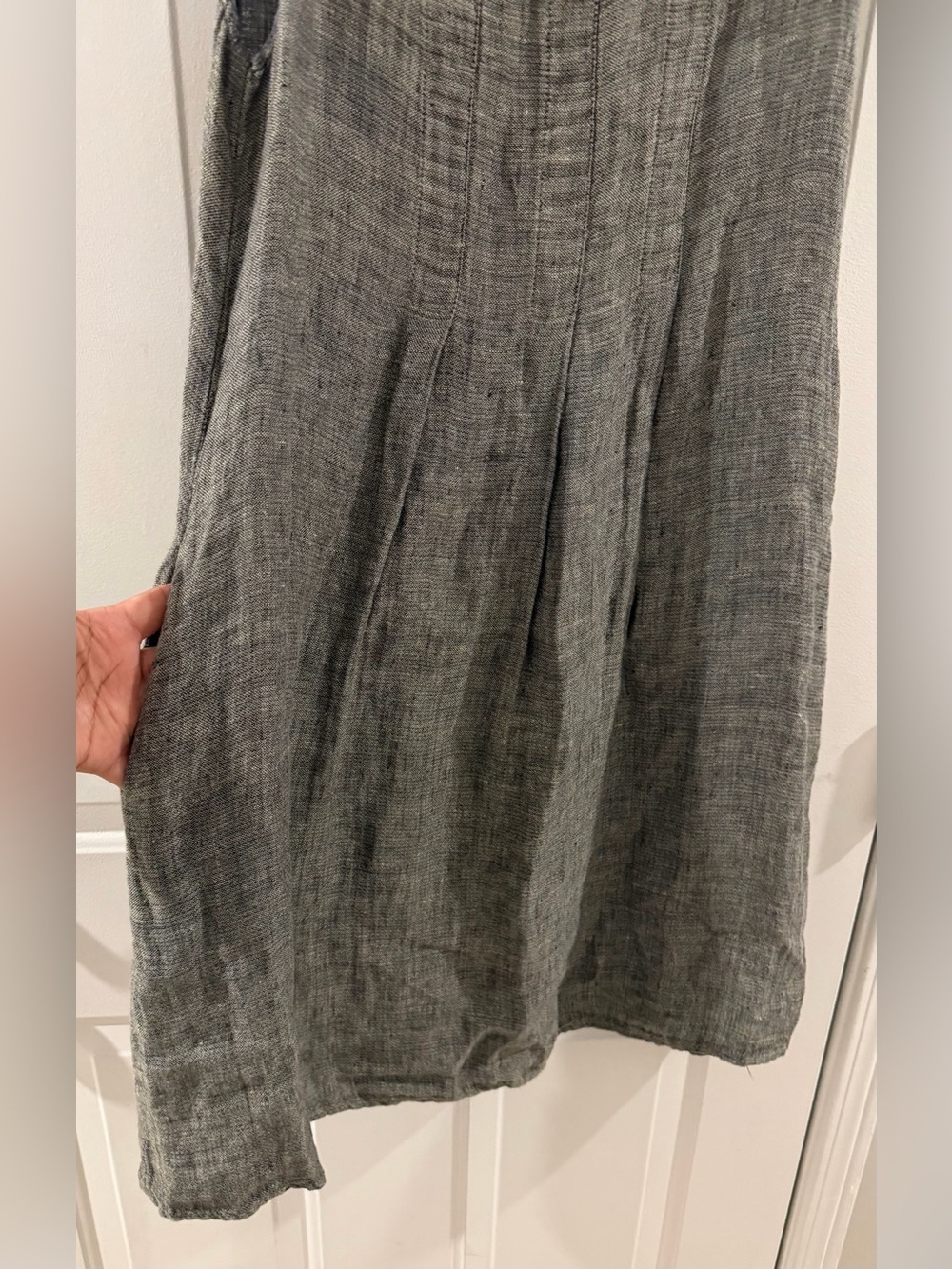 100% LINEN - Flax Gray Linen A-Line Dress - Picture 6 of 8
